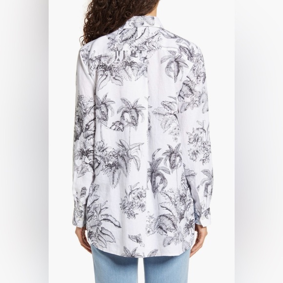 TOMMY BAHAMA Black and White Toile 100% Linen Button Down Shirt size XL - Picture 2 of 14